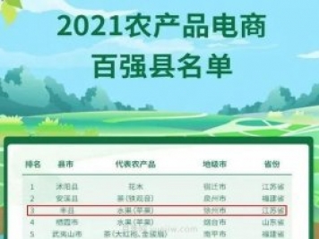 豐縣榮獲“2021年農產(chǎn)品電商百強縣”第三名